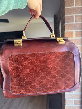Céline Burgundy Leather Travel Bag